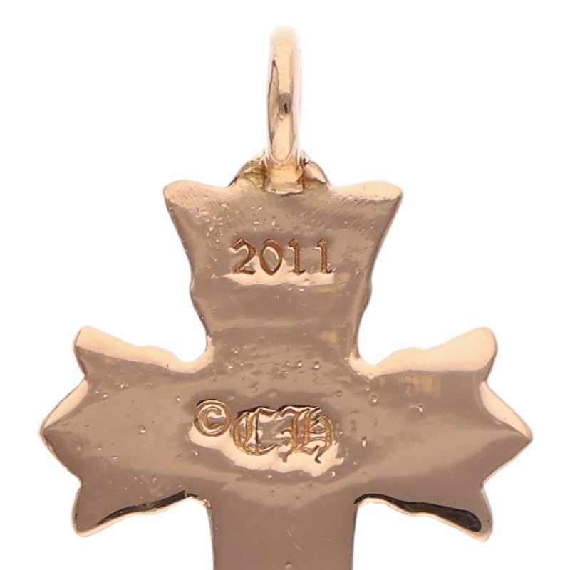 Chrome Hearts 22k Dbl CH Crs P Dmnd Double CH Cross Pave Diamond Charm Gold — view 3