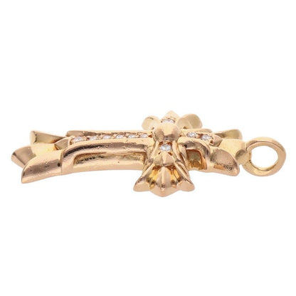 Chrome Hearts 22k Dbl CH Crs P Dmnd Double CH Cross Pave Diamond Charm Gold — view 5