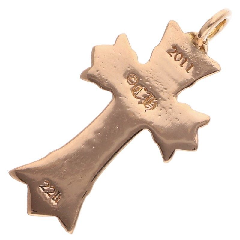Chrome Hearts 22k Dbl CH Crs P Dmnd Double CH Cross Pave Diamond Charm Gold — view 2