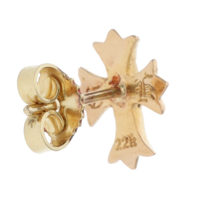 Chrome Hearts 22k No2 CH Crs 22k CH Cross Stud Gold Earrings — view 2
