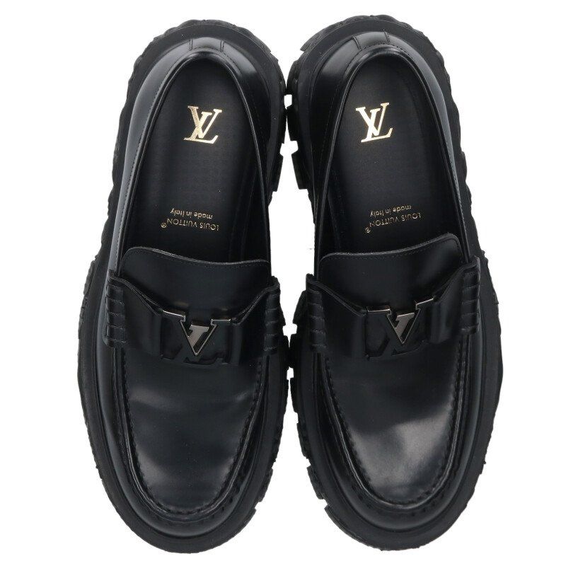 Louis Vuitton Baroque Line LV Logo Buckle Leather Davi Shoes Loafers — view 4