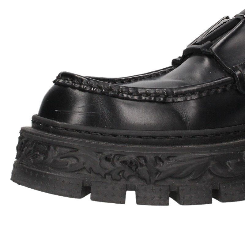 Louis Vuitton Baroque Line LV Logo Buckle Leather Davi Shoes Loafers — view 5