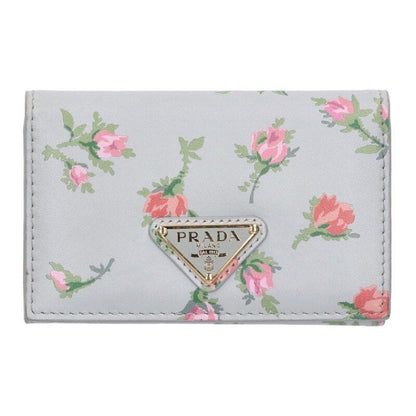Prada Flower Print Triangle Logo Card Case