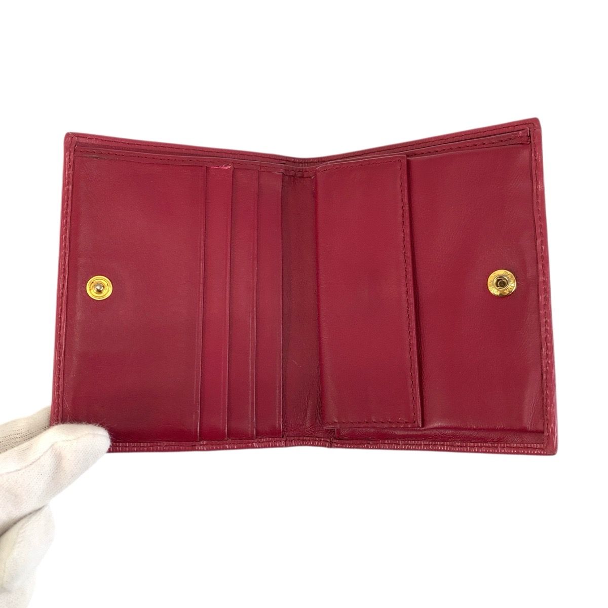 Prada Saffiano Logo Pink Gold Leather Fold Wallet Compact — view 4