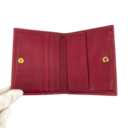 Prada Saffiano Logo Pink Gold Leather Fold Wallet Compact — view 4