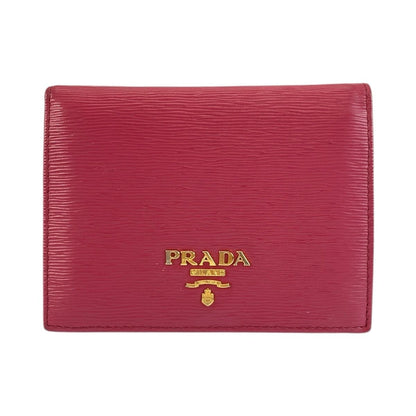 Prada Saffiano Logo Pink Gold Leather Fold Wallet Compact