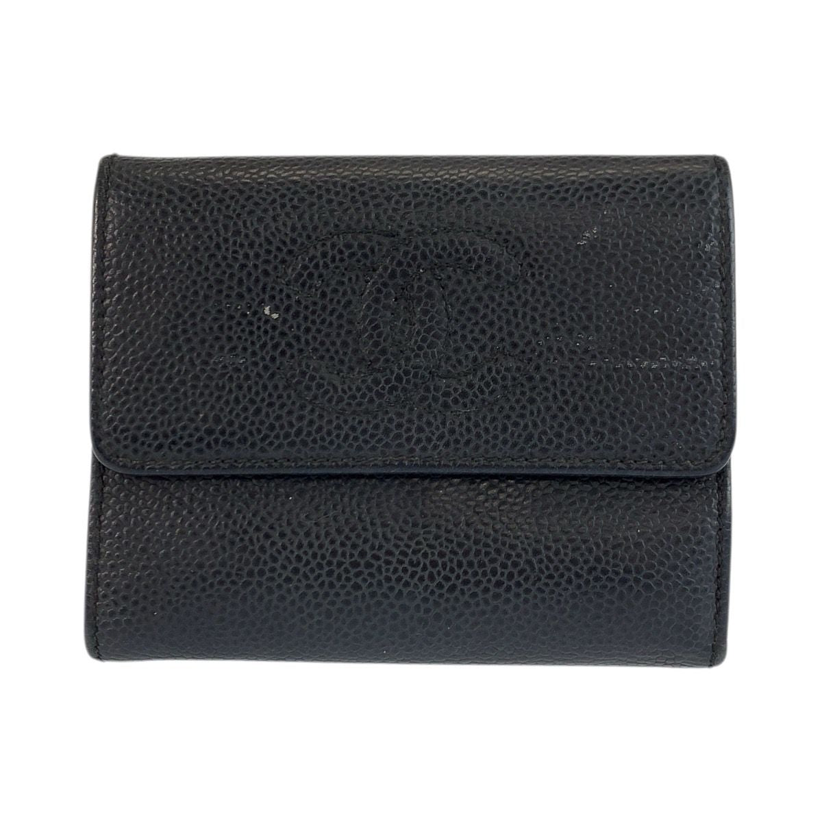 Chanel CC Logo Black Leather Compact Wallet