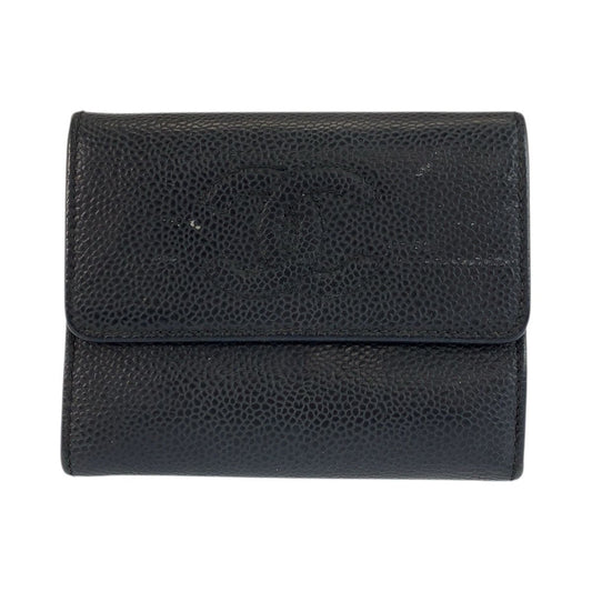 Chanel CC Logo Black Leather Compact Wallet