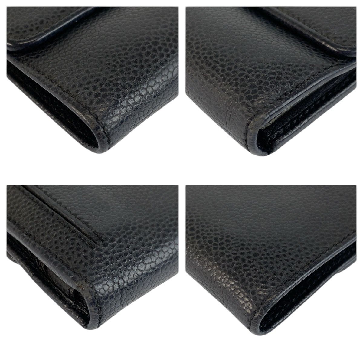 Chanel CC Logo Black Leather Compact Wallet — view 7