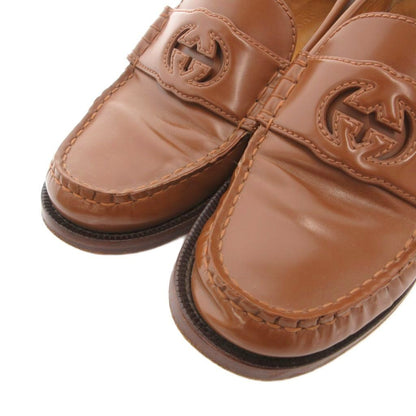 Gucci Loafers Shoes Interlocking Leather 37 Brown — view 3