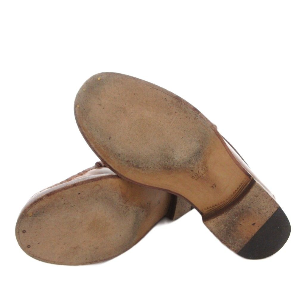 Gucci Loafers Shoes Interlocking Leather 37 Brown — view 6