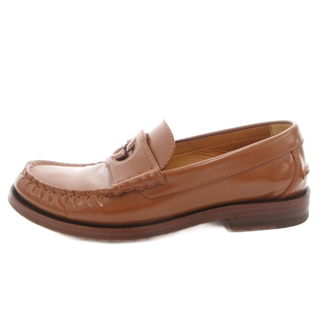 Gucci Loafers Shoes Interlocking Leather 37 Brown — view 2