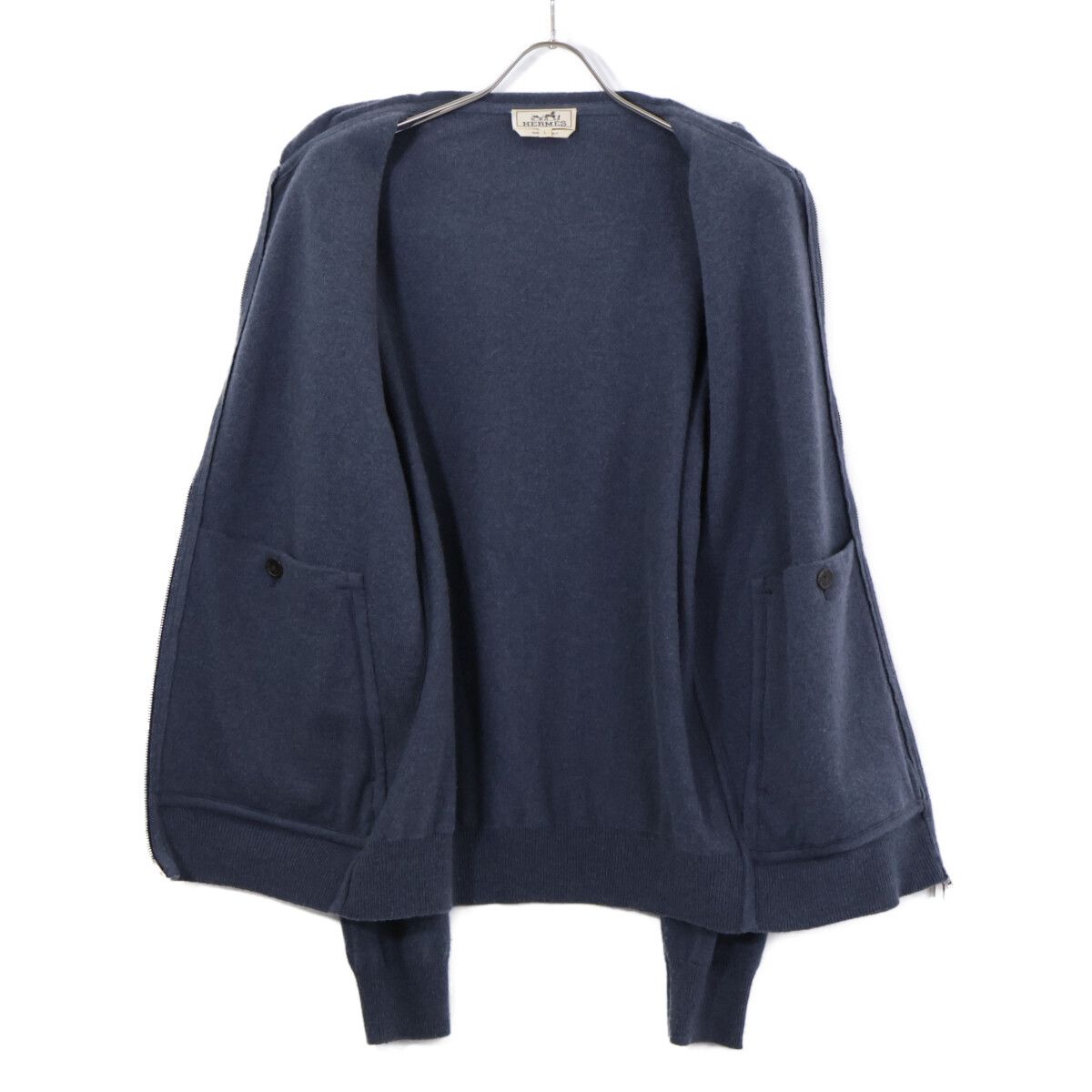 Hermes Suede Leather Contrast Zip Up Hoodie — view 3