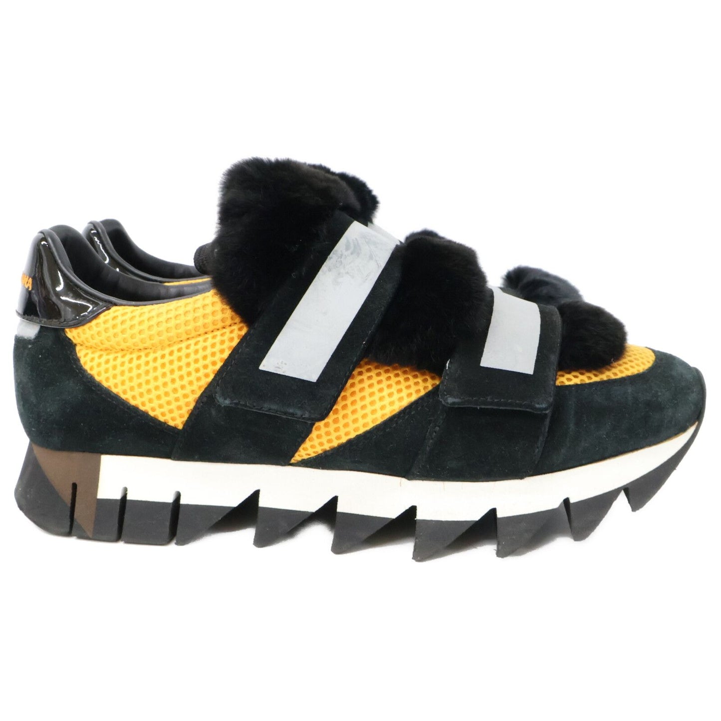 Dolce & Gabbana Black Orange Capri Rabbit Fur Sneakers — view 4