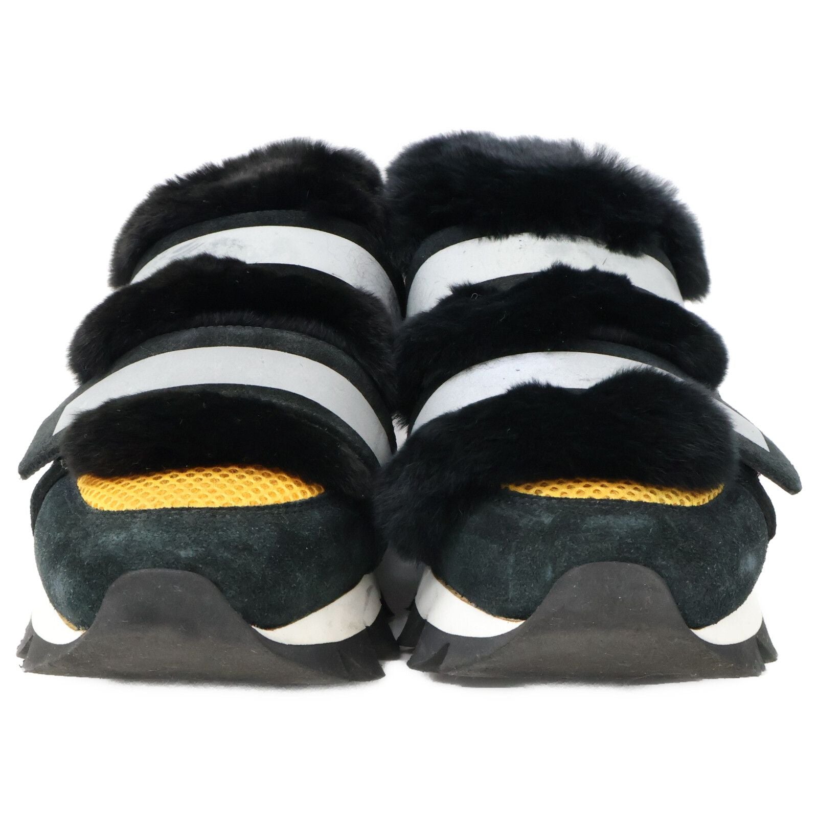 Dolce & Gabbana Black Orange Capri Rabbit Fur Sneakers — view 2