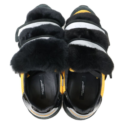 Dolce & Gabbana Black Orange Capri Rabbit Fur Sneakers — view 5