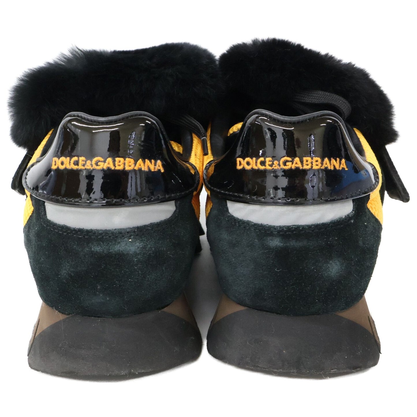 Dolce & Gabbana Black Orange Capri Rabbit Fur Sneakers — view 3