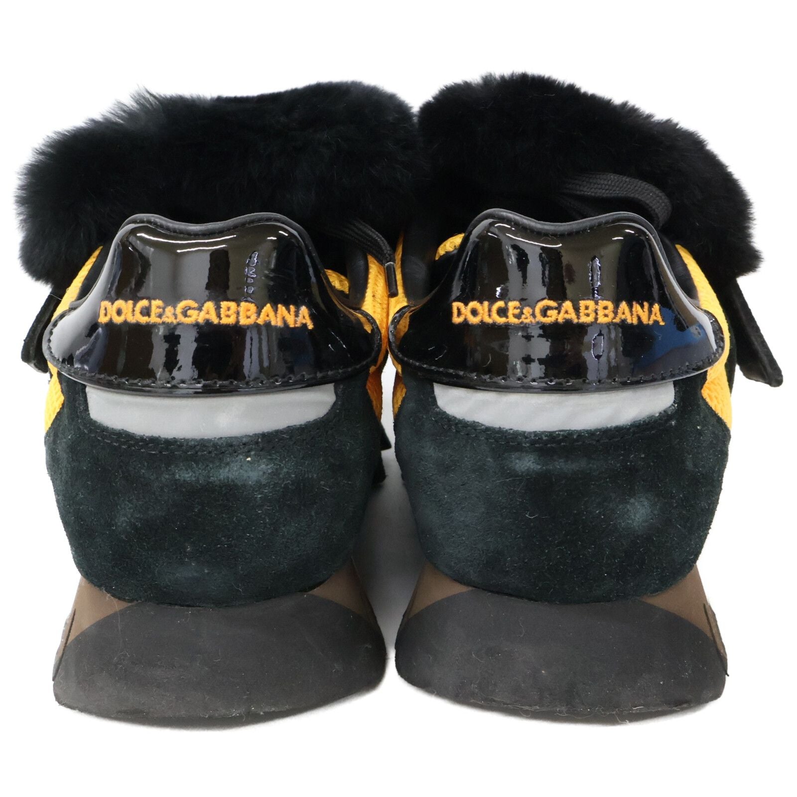 Dolce & Gabbana Black Orange Capri Rabbit Fur Sneakers — view 3