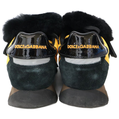 Dolce & Gabbana Black Orange Capri Rabbit Fur Sneakers — view 3