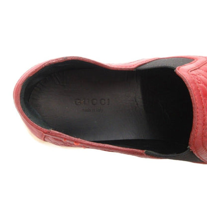 Gucci Slip on Shoes Leather GG Pattern Side Gore 37 Red — view 7