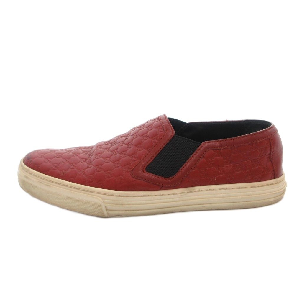 Gucci Slip on Shoes Leather GG Pattern Side Gore 37 Red — view 2