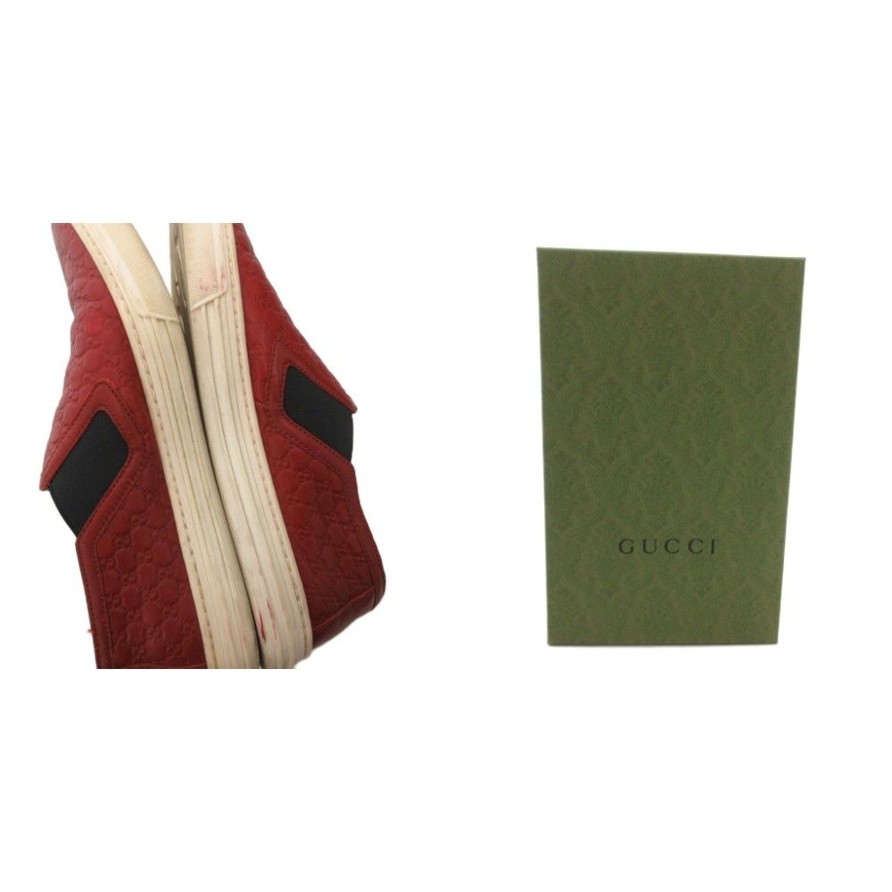 Gucci Slip on Shoes Leather GG Pattern Side Gore 37 Red — view 9