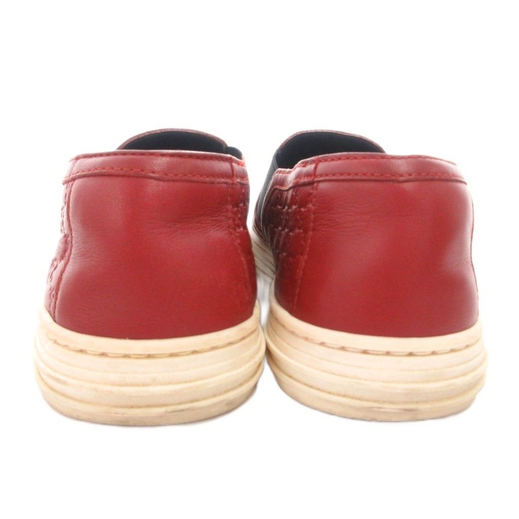 Gucci Slip on Shoes Leather GG Pattern Side Gore 37 Red — view 4