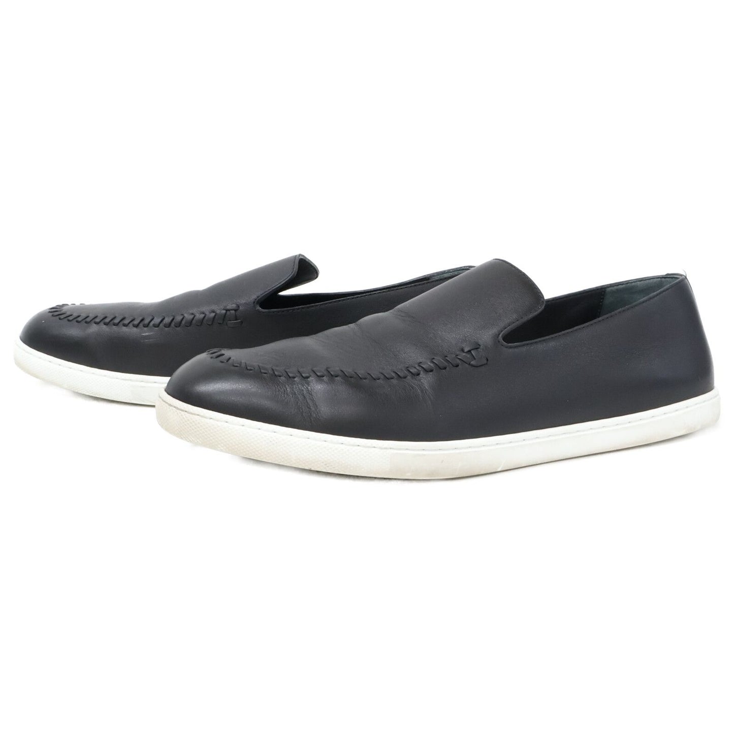 Hermes Black Julian Moccasins Leather Slip on Sneakers