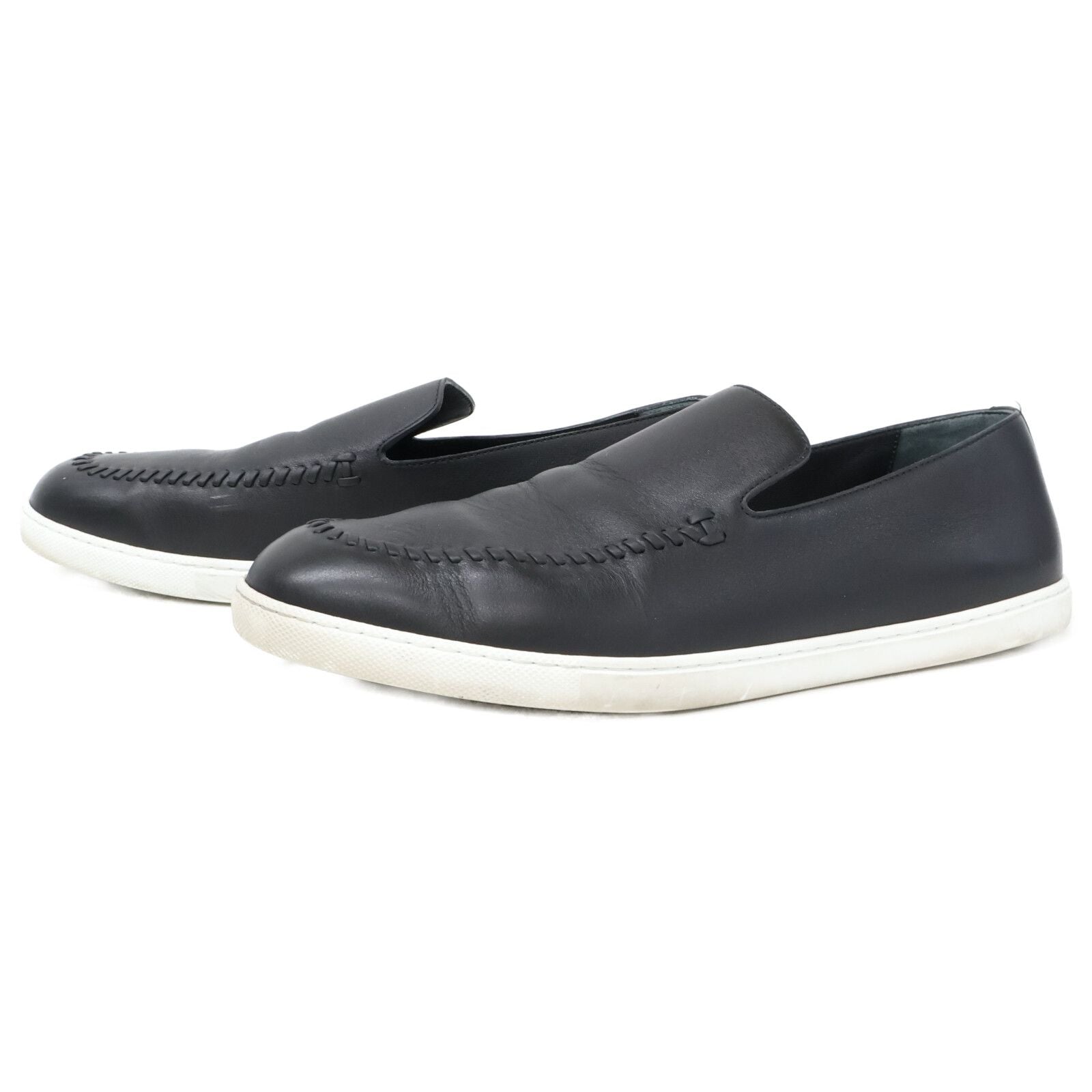 Hermes Black Julian Moccasins Leather Slip on Sneakers