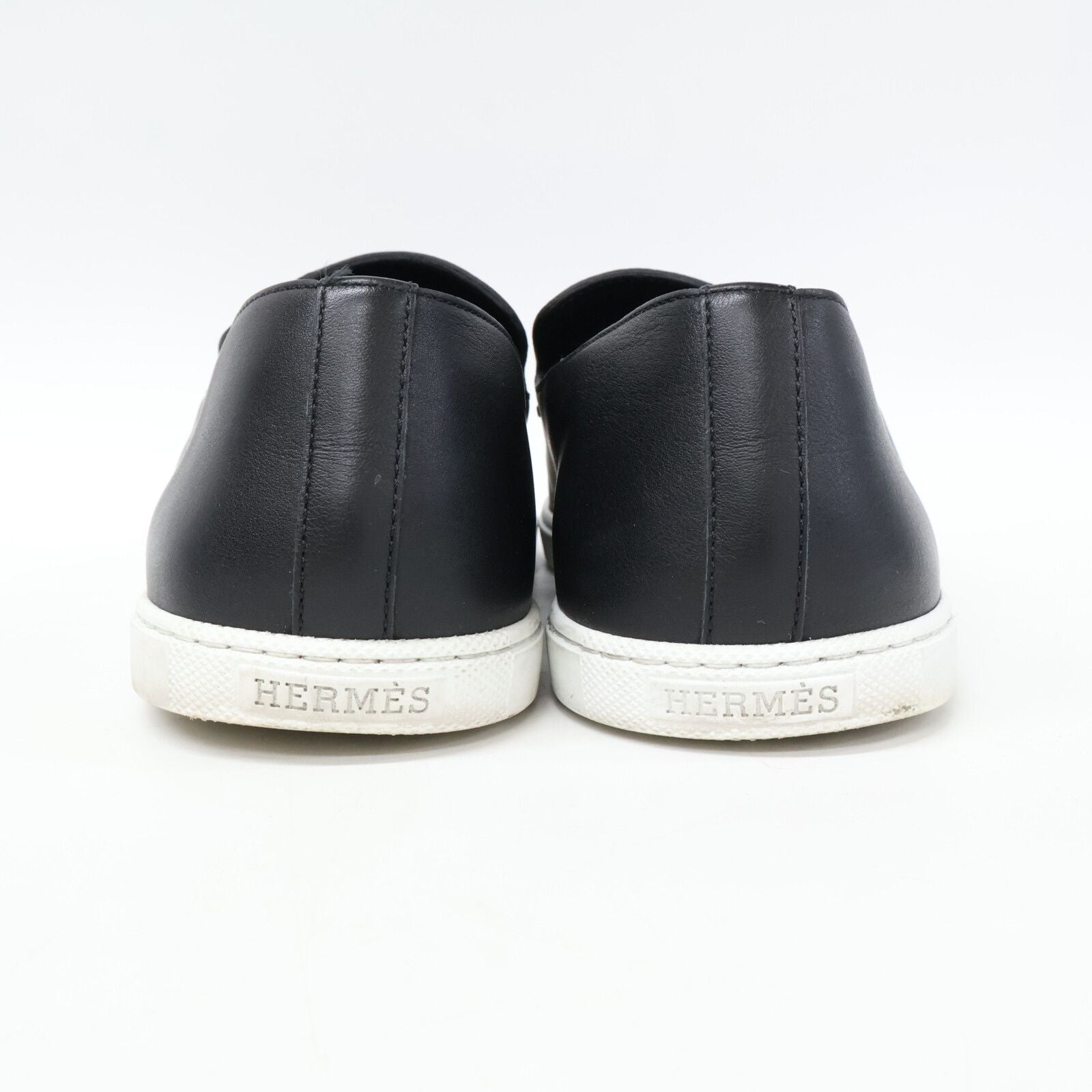 Hermes Black Julian Moccasins Leather Slip on Sneakers — view 3