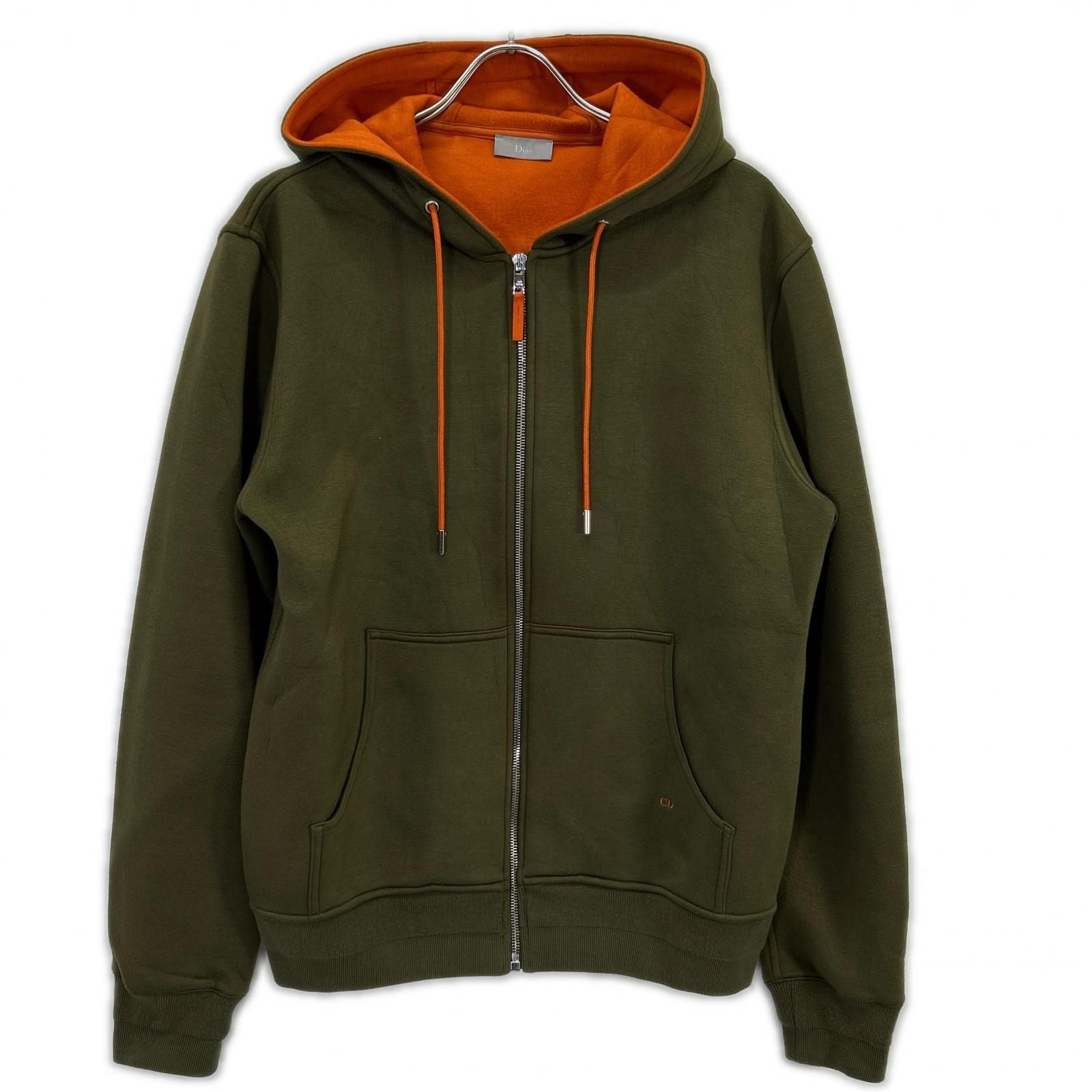 Dior Homme Khaki Orange Zip Up Sweatshirt Hoodie