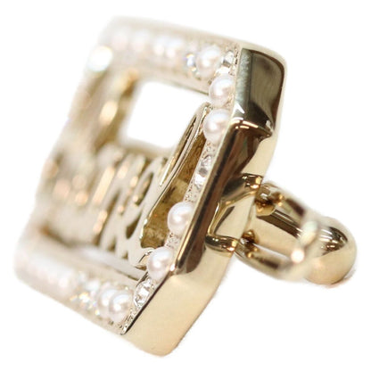 Chanel Gold Line Stone Faux Pearl Logo Hair Clip — view 2