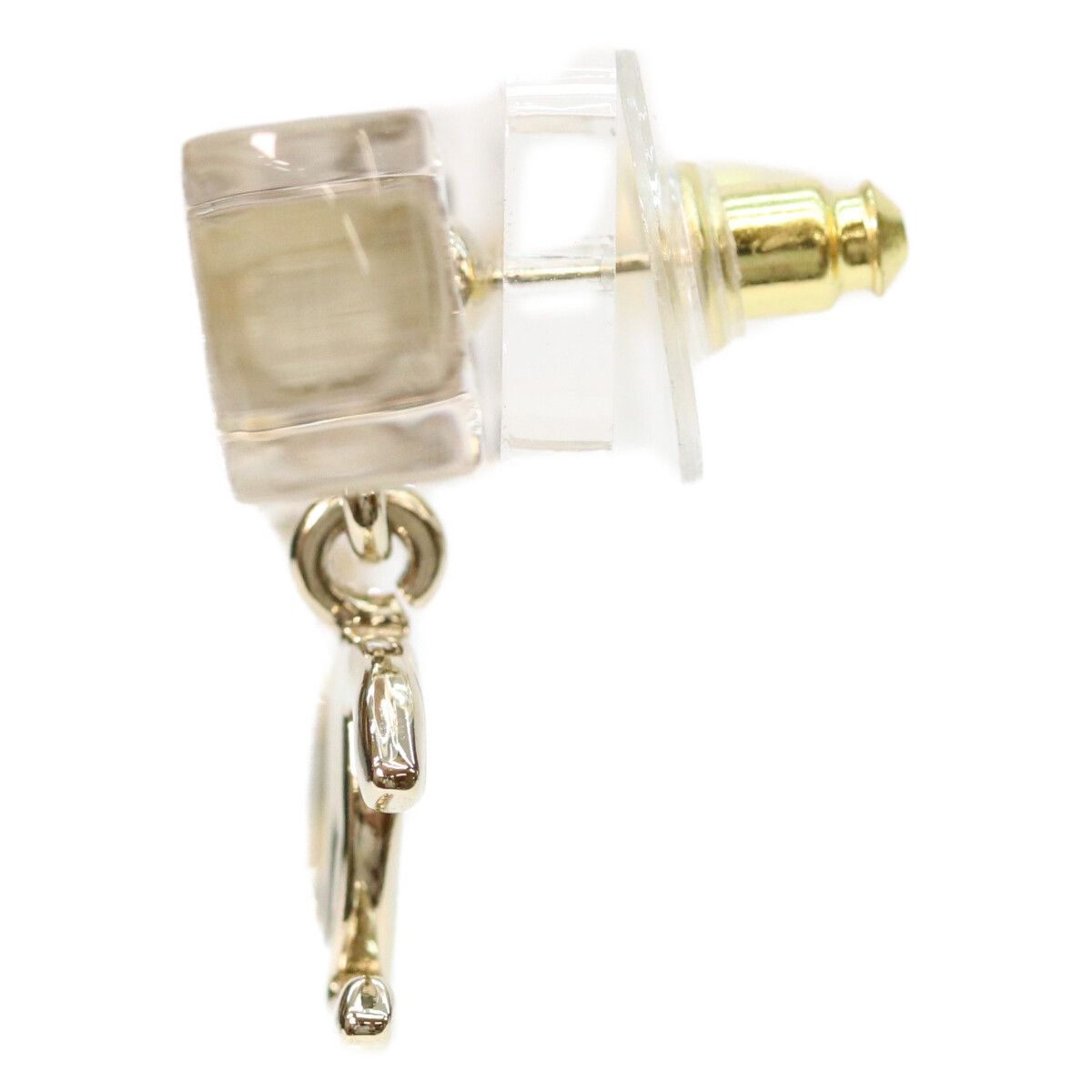Chanel Gold CC Logo Clear Ribbon Earrings — view 3