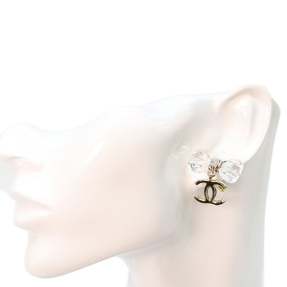 Chanel Gold CC Logo Clear Ribbon Earrings — view 2
