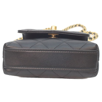 Chanel Black Lambskin Gold Top Handle Flap Bag Micro Coco — view 5