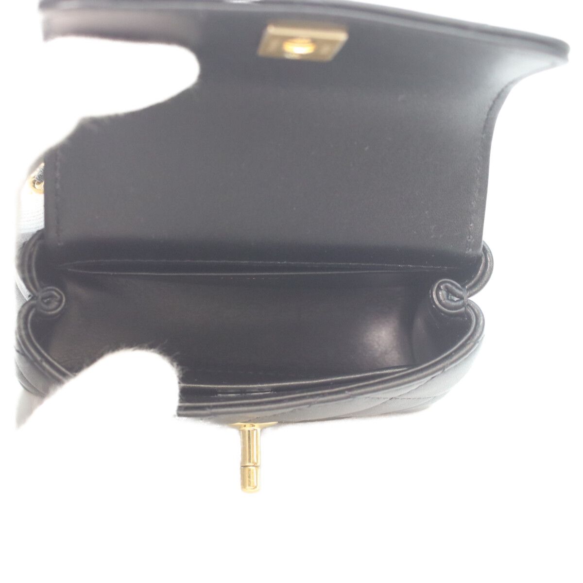 Chanel Black Lambskin Gold Top Handle Flap Bag Micro Coco — view 6