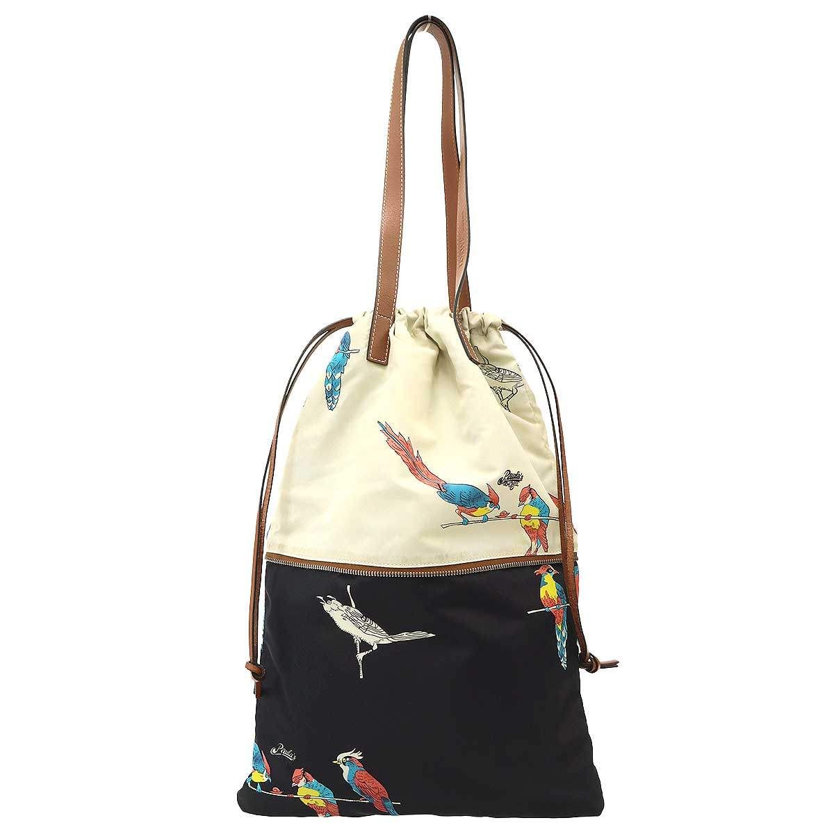 Loewe Paula's Ibiza Anagram Bird Print Nylon Tote Ivory Black — view 2
