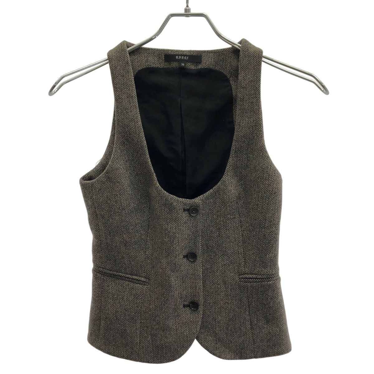 Gucci Herringbone Gilet Vest &GG Pants Set Gray 36 38