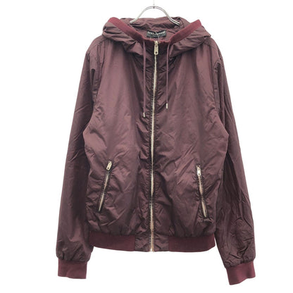 Dolce & Gabbana Zip Up Nylon Hoodie Burgundy 46