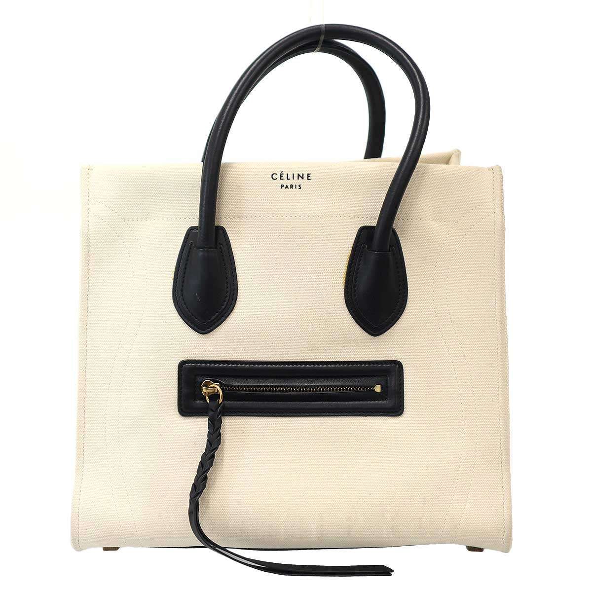 Celine Luggage Phantom Canvas Tote Ivory