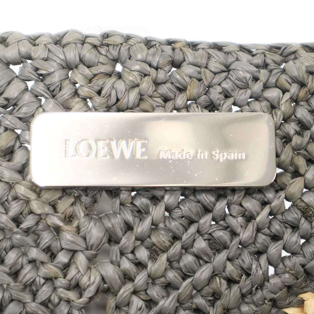 Loewe Puzzle Tote XL Daiamond Fold Raffia Gray Beige — view 5
