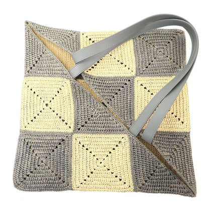 Loewe Puzzle Tote XL Daiamond Fold Raffia Gray Beige — view 9