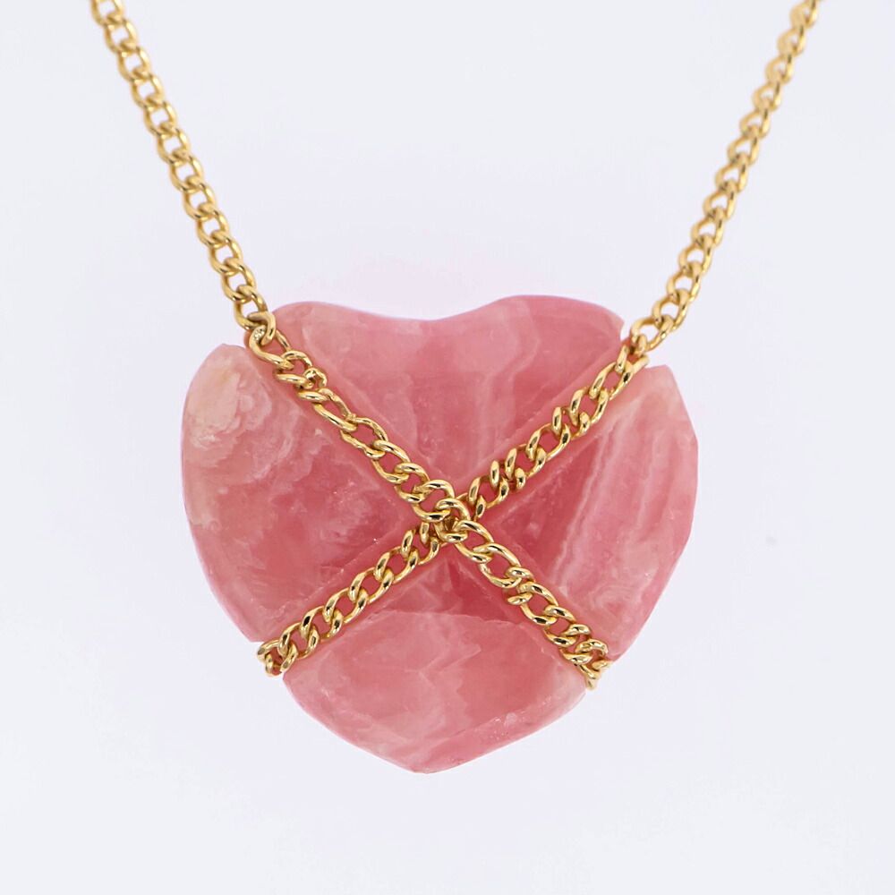 Tiffany & Co Rhodochrosite Chain Cross Heart Necklace 18k Incarose — view 6