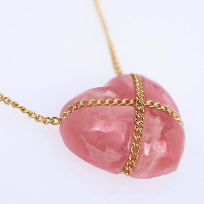 Tiffany & Co Rhodochrosite Chain Cross Heart Necklace 18k Incarose — view 2