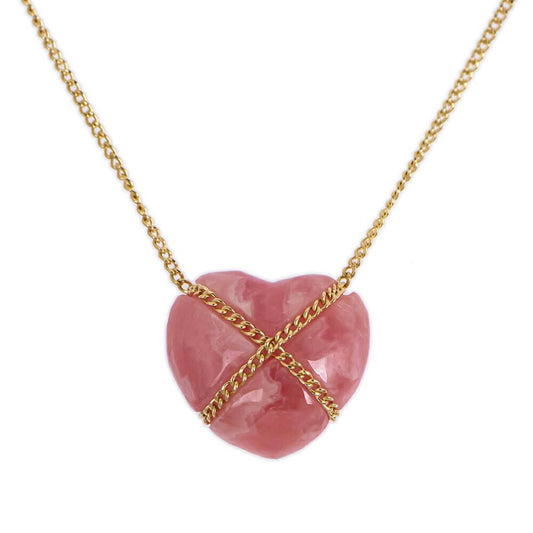 Tiffany & Co Rhodochrosite Chain Cross Heart Necklace 18k Incarose