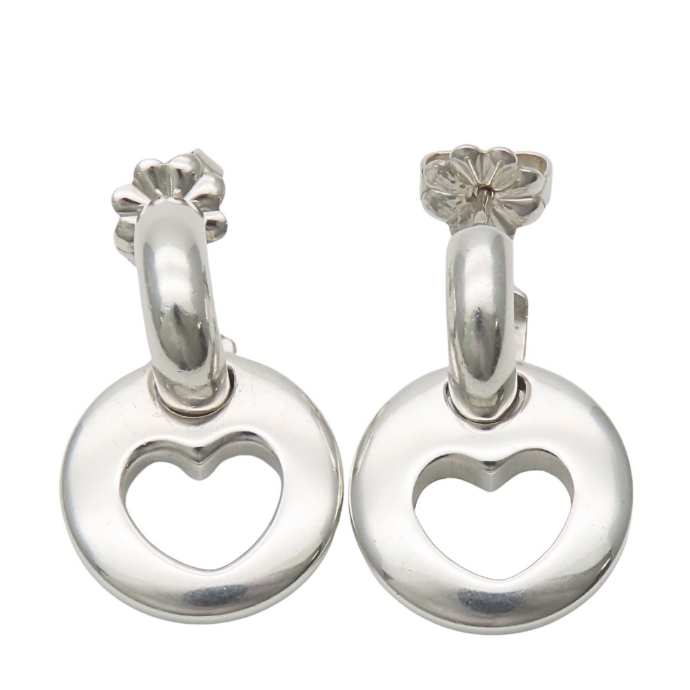 Tiffany & Co Earrings Heart 925 Sterling Silver Open Swing
