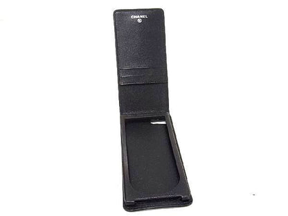 Chanel iPod Case CC Logo Black Caviar Leather Silver — view 3
