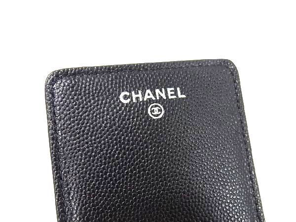 Chanel iPod Case CC Logo Black Caviar Leather Silver — view 4