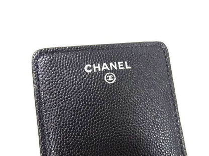 Chanel iPod Case CC Logo Black Caviar Leather Silver — view 4