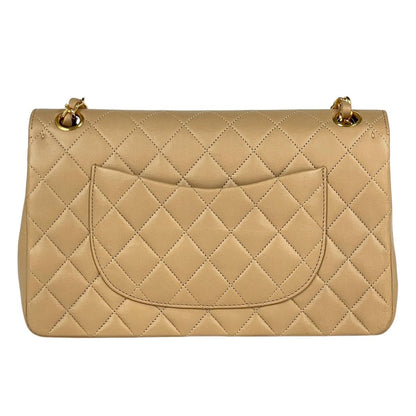 Chanel Junk Quilted Double Flap Chain Shoulder Bag CC Logo Leather Beige — view 3